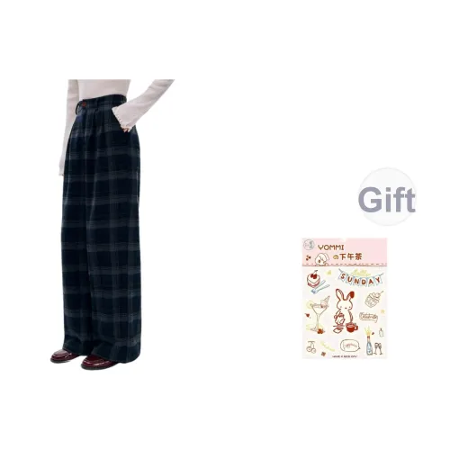 ZIHAN Темно-синие клетчатые женские повседневные брюки