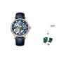 Blue Strap Rose Gold Case Blue Dial