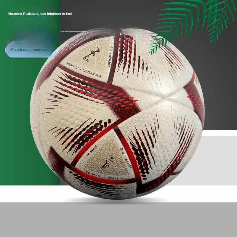 THREEHUAN Size 5 Soccer PU Seamless Thermal bonding Unisex Qatar Red-1