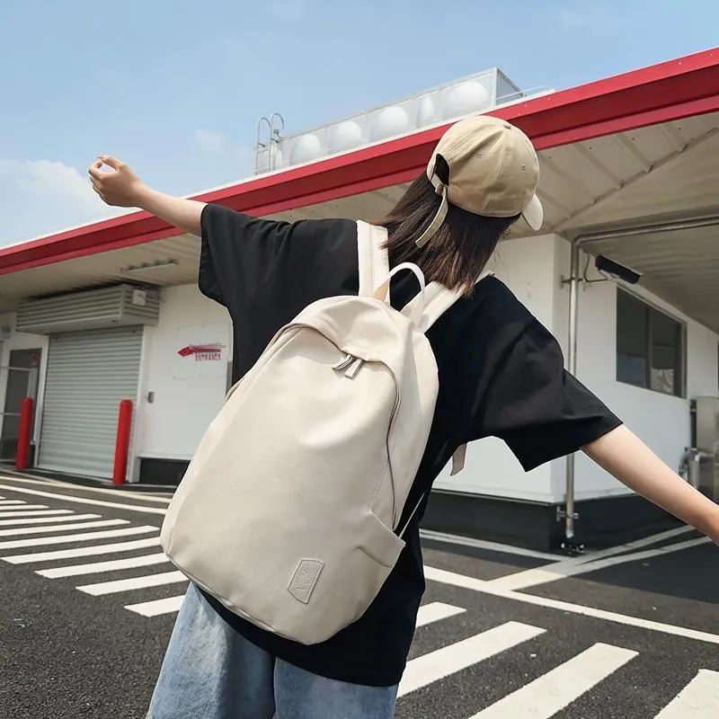 Yalu PU Backpack Unisex White/Gray/Black/Pink/Army Green/Blue-4