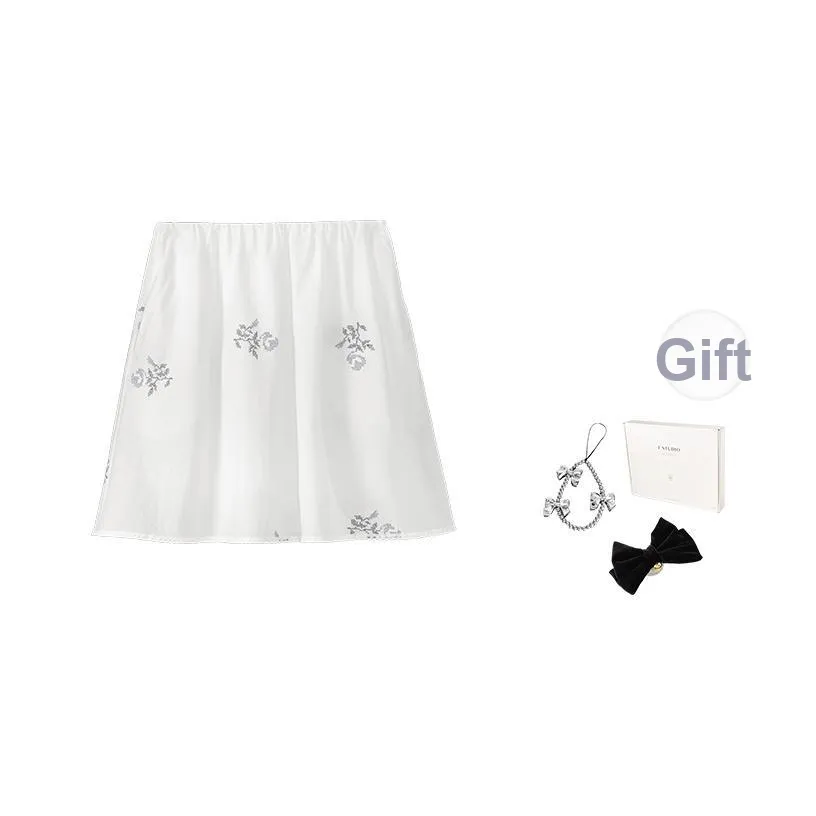 Fstudio Корейский стиль Маленький 100% хлопок Дизайн Вышивка Повседневные короткие юбки Женская Белая