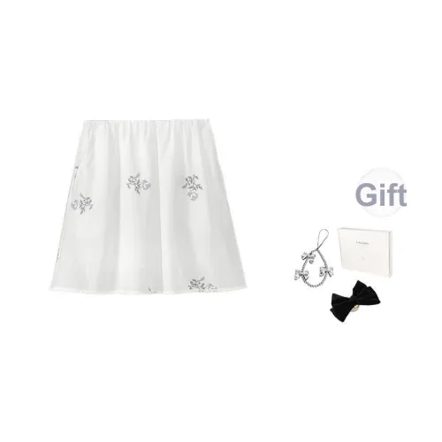 Fstudio Корейский стиль Маленький 100% хлопок Дизайн Вышивка Повседневные короткие юбки Женская Белая