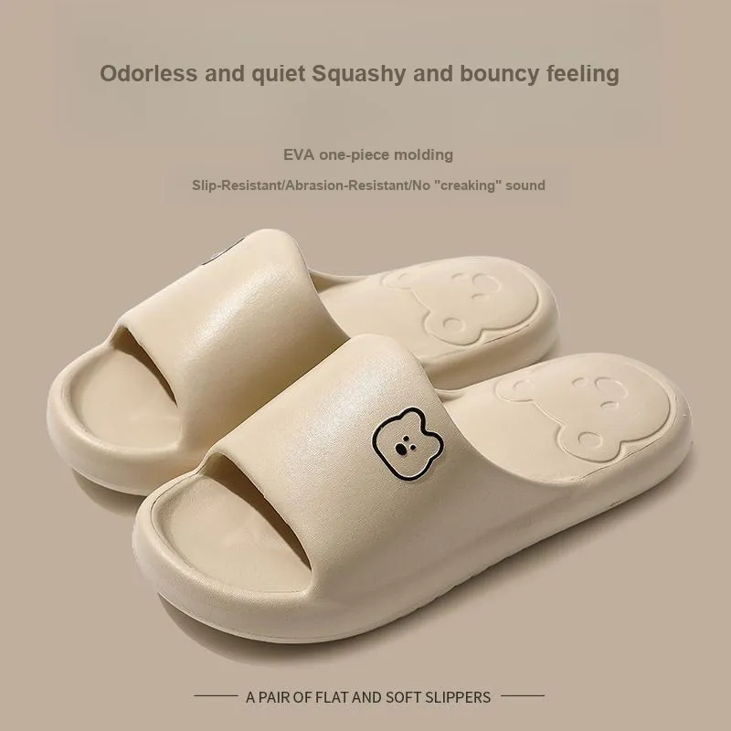 Foot Recreation Summer Bear Home Indoor Bathing Slip Resistant Couple Squashy And Bouncy Feeling Slippers, Unisex-26