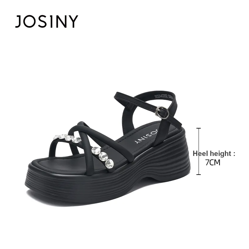 JOSINY Beach Sandals Women's Black/Ecru-9