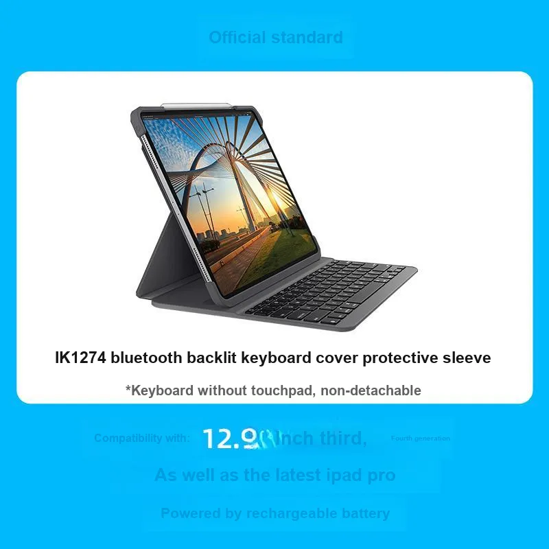 Logitech TPU Bluetooth Keyboard Slim Folio Pro Compatible With IPad Pro 11/12.9 Inches Protective Case-4