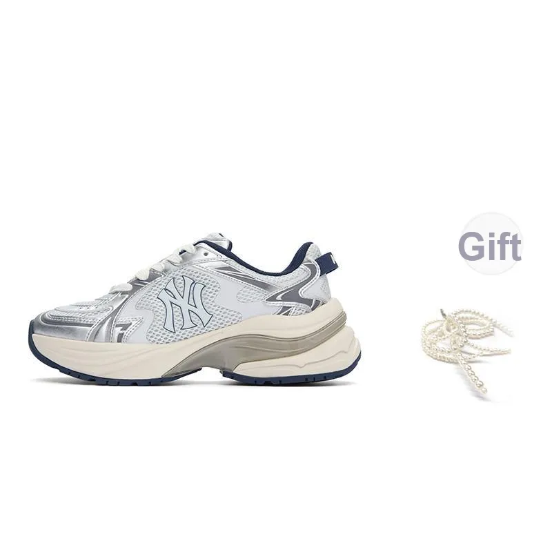MLB New York Yankees Running Shoes Unisex Low Top Silver/Gray-8