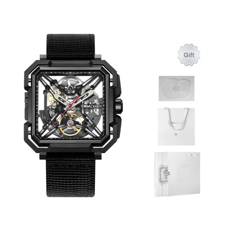 CIGA Design X Collection Matrix Automatic Mechanical Movement Silicone Strap Watch Men's Watches Black Dial-5