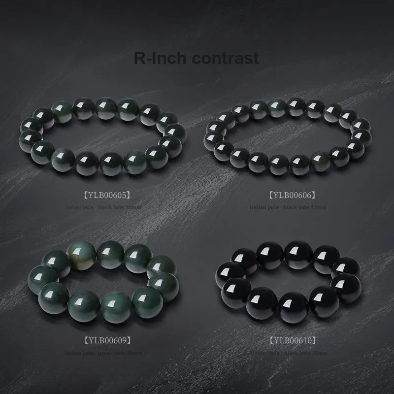 ALLOVE Hetian Jade Bracelets Black Jade Unisex-3