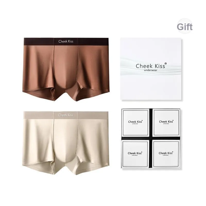 Cheekkiss Underwear Gift Box Men's Mulberry Silk Gusset Boxer Shorts 2 Pack-0