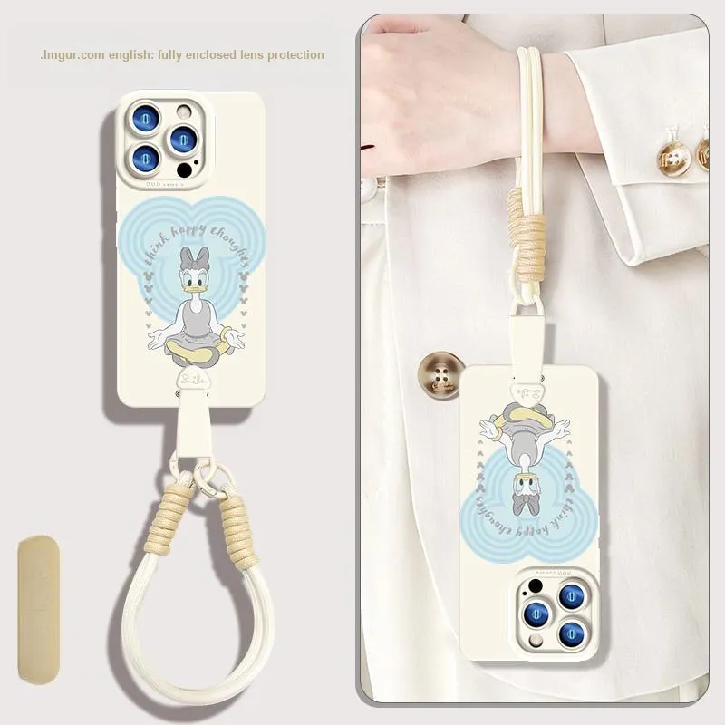 Disney Silicone Material Cute With Lanyard Phone Cases Compatible With Apple 16 Pro Max/15 Pro/15 Plus/14 Pro/13/12/11-1