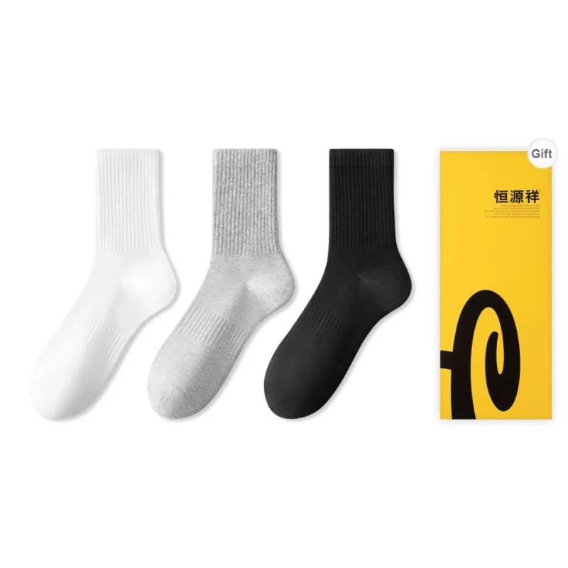 H YXIANG Mid Calf Socks Men's Box 3 Pack-16