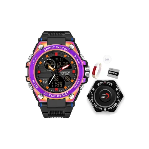 Sanda Электронный + Кварц Механизм TPU Ремешок Часы Унисекс Черный Циферблат
