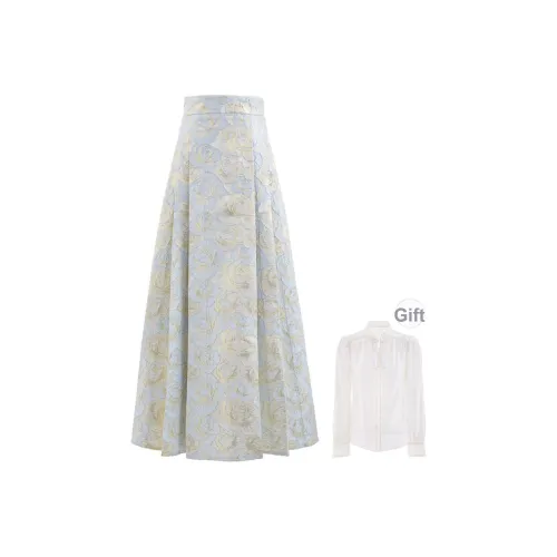 Blovelan Повседневный Длинный Юбка Женская Ткань Вязаная Золото-Синий