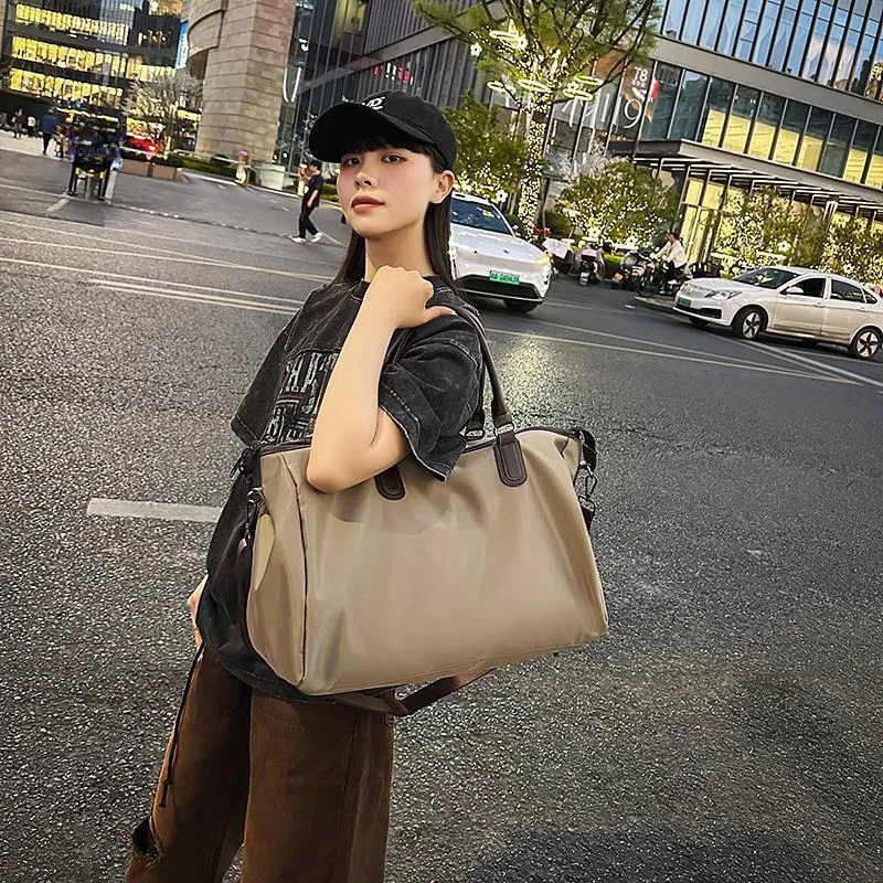 GOBLIN SHARKS 1759 Nylon Spell PU Travel Bag 40L Unisex Black/Khaki/Gray-9