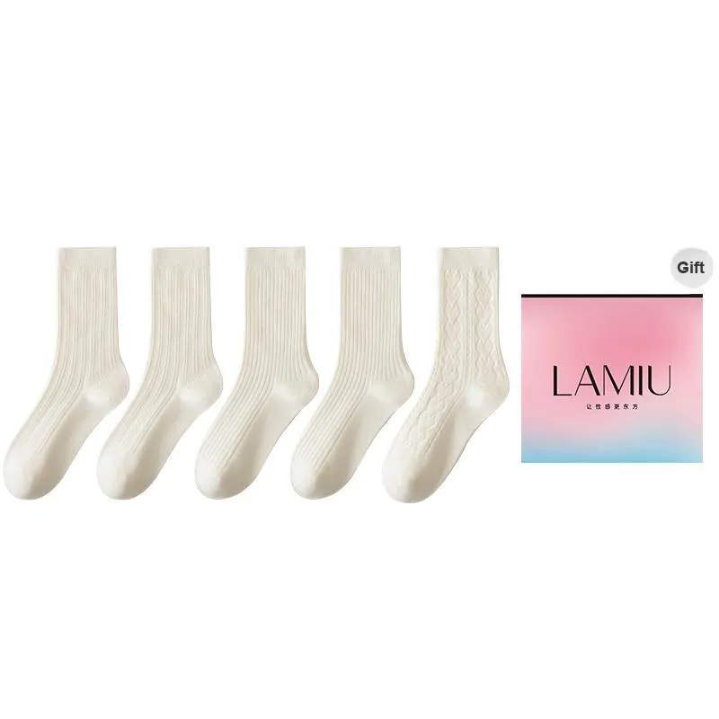 Lan Miao Mid Calf Socks Women's Shopping Bag 5 Pack-24