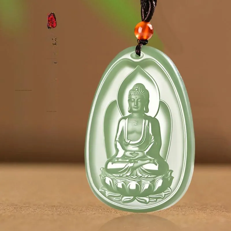 KUNYUYAO Chinese Zodiac Guardian Deity Guardian Buddha Guanyin Pendant Jade Pendant Pale Greenish White Jade Unisex-58
