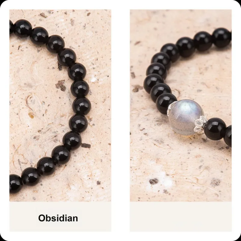 BLESSED BULLET Obsidian Jade Bracelets Unisex-3