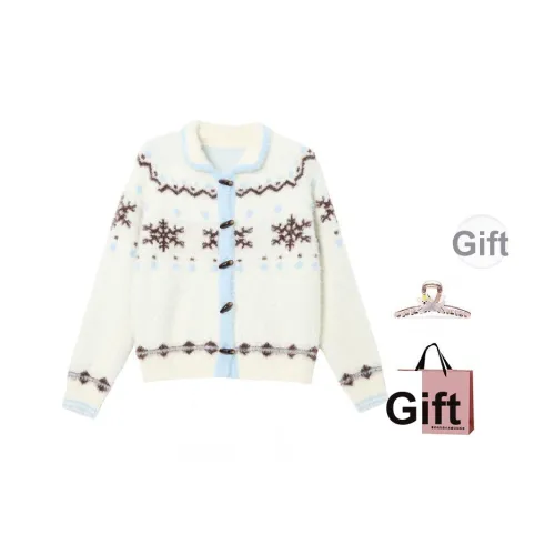 BAIDAIFEI Экрю + Эксклюзивная сумка для покупок + Заколка-краб Женская трикотаж