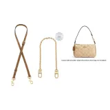Coach Milk Tea 1.1cm Width Plain Weave Gold Buckle 90-120cm+Free Decorative Chain 40cm