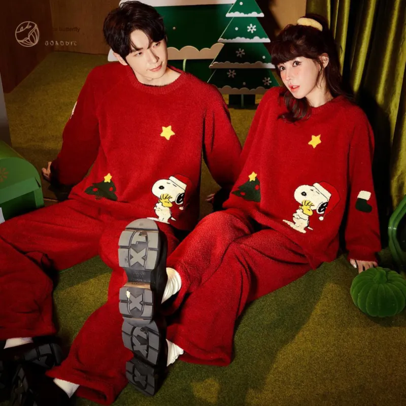 Gongdie x SNOOPY/ Pajama Set Unisex Red-2
