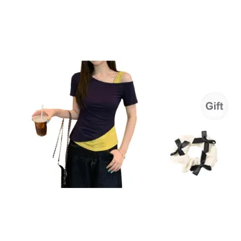 TORIGHT T Shirts Women's Image Color+Bowknot Hair Tie Comes With