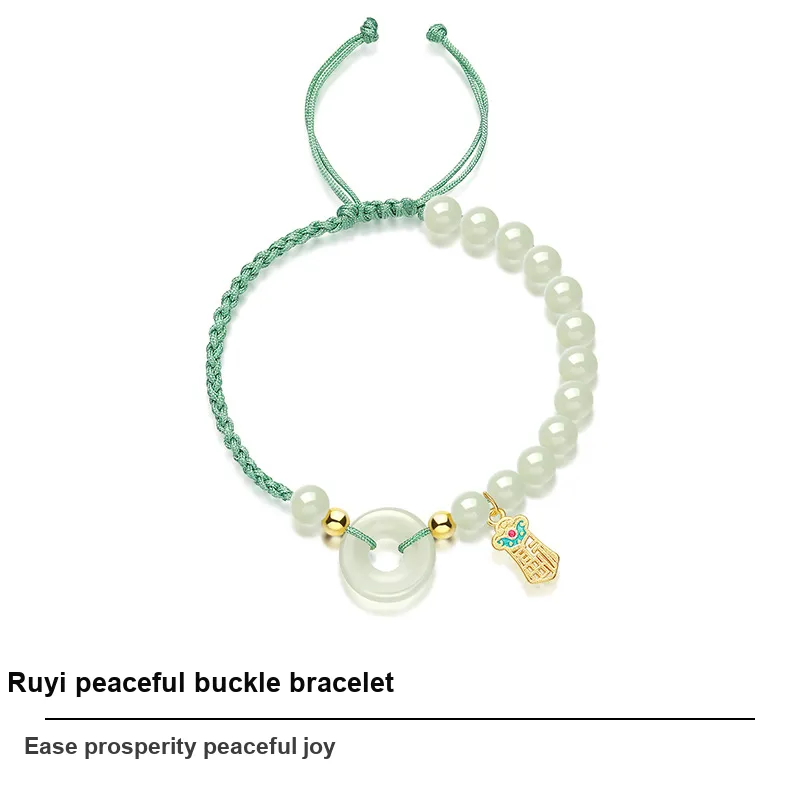 Andaozi Hetian Jade Bracelets Pale Greenish White Jade Women's-5