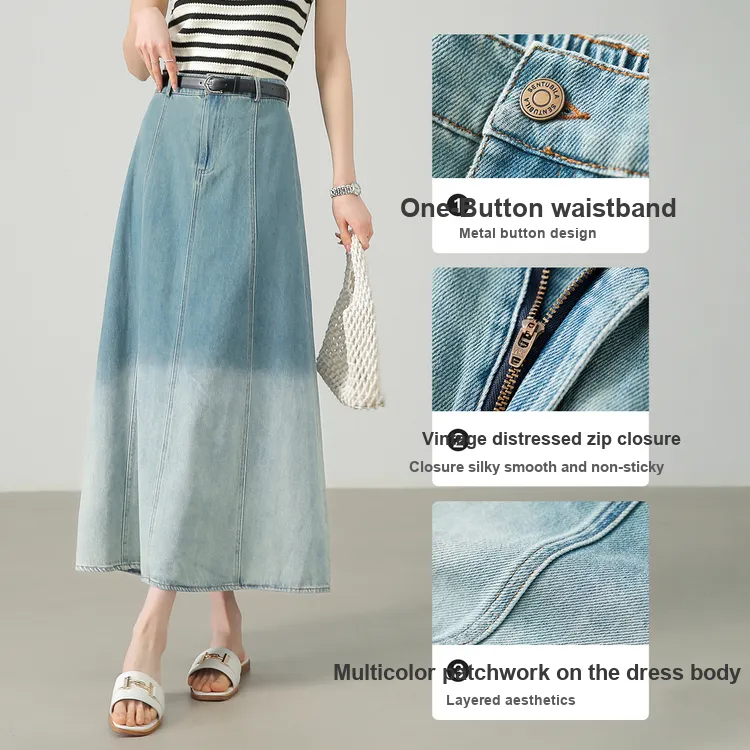 SENTUBILA Casual Long Skirts Women's Mountain Tai Blue-5