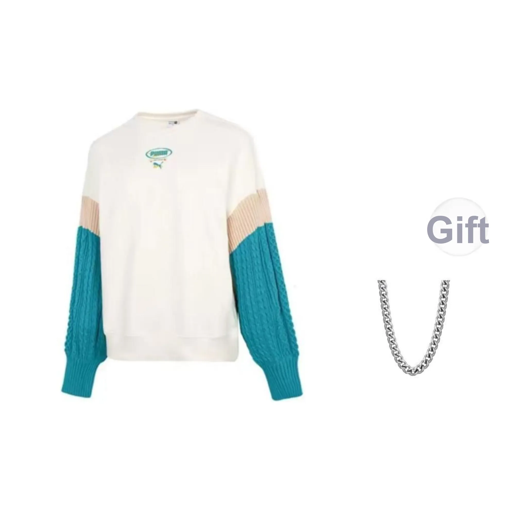 PUMA Sweatshirts Women's White+Includes Necklace