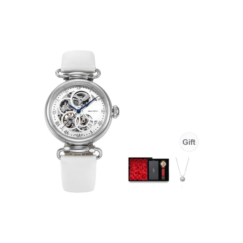 Sea Gull Frontier Time Goddess Automatic Mechanical Movement Spun Silk Strap Watch Women's Watch White Dial-7