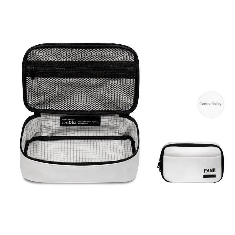FANJI DuPont Paper Storage Bag With Front Insert Pocket Toiletry Bag Unisex White-1