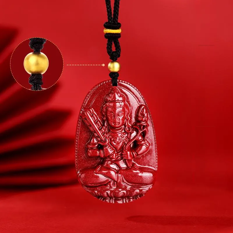 JINLIUFUJIXIANG Reconstructed Cinnabar Necklaces Unisex-54