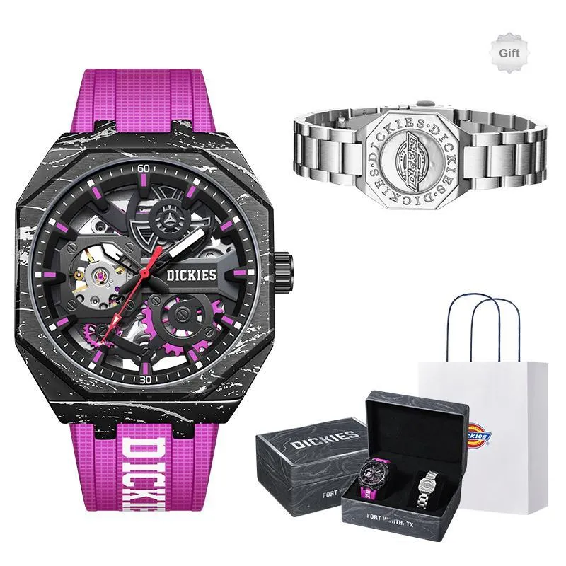 Dickies Wrist Watch Mechanical Movement Silicone Strap Black Dial Men's Watches Mechanical Watch Cool Box-10