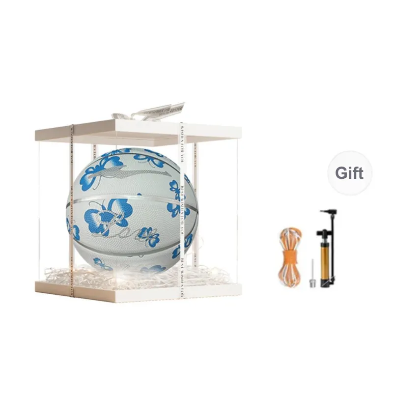 Erke Rubber Basketball Blue White Size 7 Ball Training-9