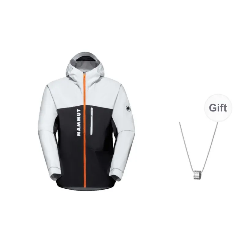 MAMMUT Waterproof And Windproof Windbreaker Jacket Unisex Black And White Comes With Necklace-0