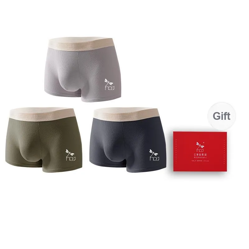 RED DRAGONFLY 100% Cotton Underpants Skin Friendly And Comfortable Men's 4 Piece Gift Box Sets-12
