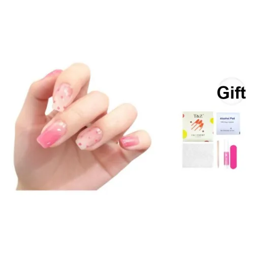 T Z Лето Sweetheart Горячая девушка Розовый False Nail MID Длина Розовый Градиентный Румяна Stain Coquette