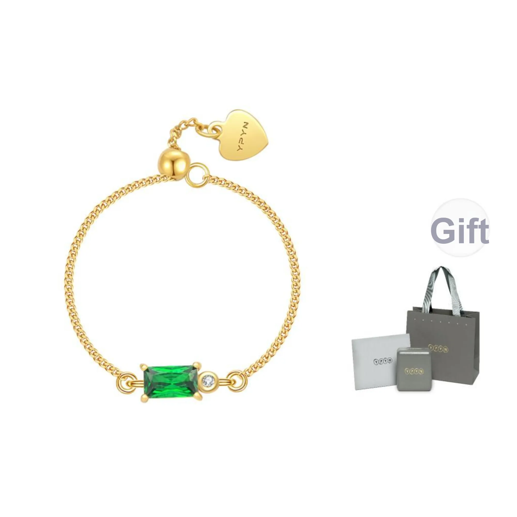 YPYN 14K Gold Rings Women's Green