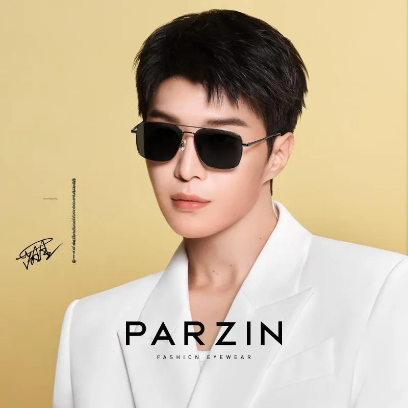 PARZIN Plate Alloy Frame Aviator Sunglasses Men's-1