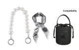 Handheld Pearl Infinity Clasp Silver 32cm+Butterfly Silk Scarf
