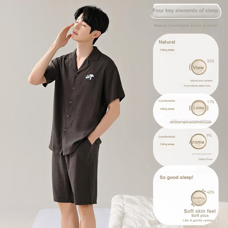 MIIOW Cool One Summer Series Pajama Set Men's Dark Brown-2