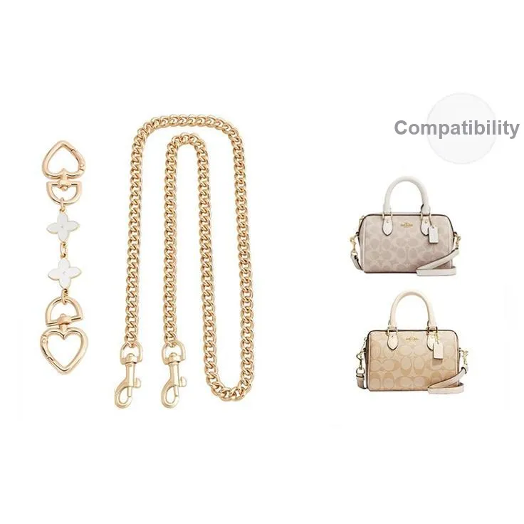 Jingxi Железо Цепочка COACH Мини Бостон Через плечо Плечевой ремень Аксессуары Сумка Аксессуар Женские Золотой Тон Белый