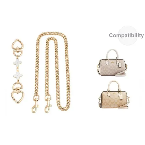 Jingxi Железо Цепочка COACH Мини Бостон Через плечо Плечевой ремень Аксессуары Сумка Аксессуар Женские Золотой Тон Белый