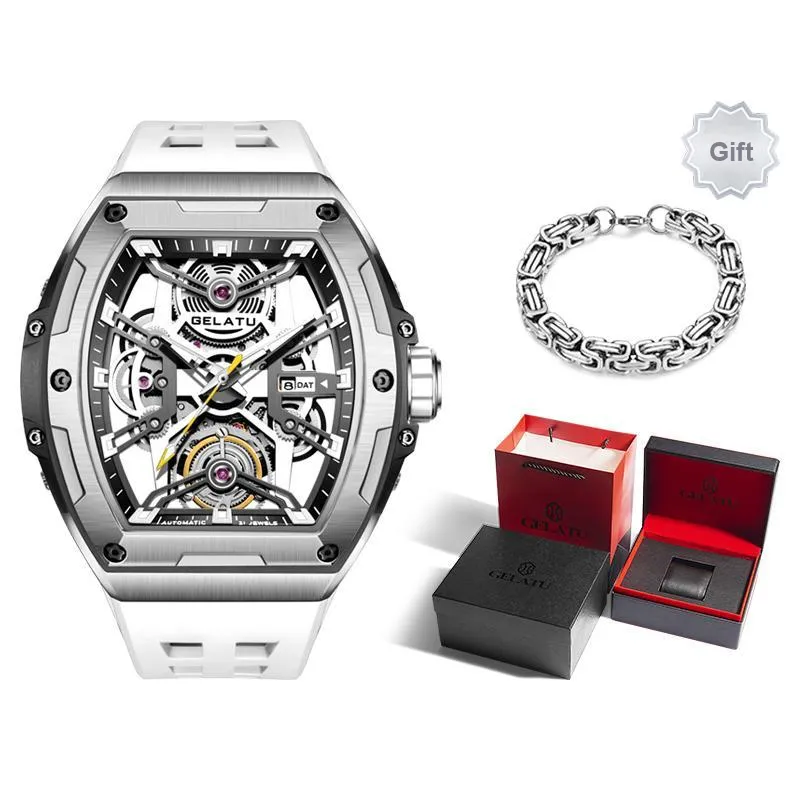 GELATU Automatic Mechanical Movement Watch Men's Watches Black Dial-8