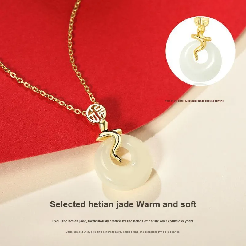Royal Heaven's Choice Hetian Jade Necklaces Pale Greenish White Jade Unisex-1