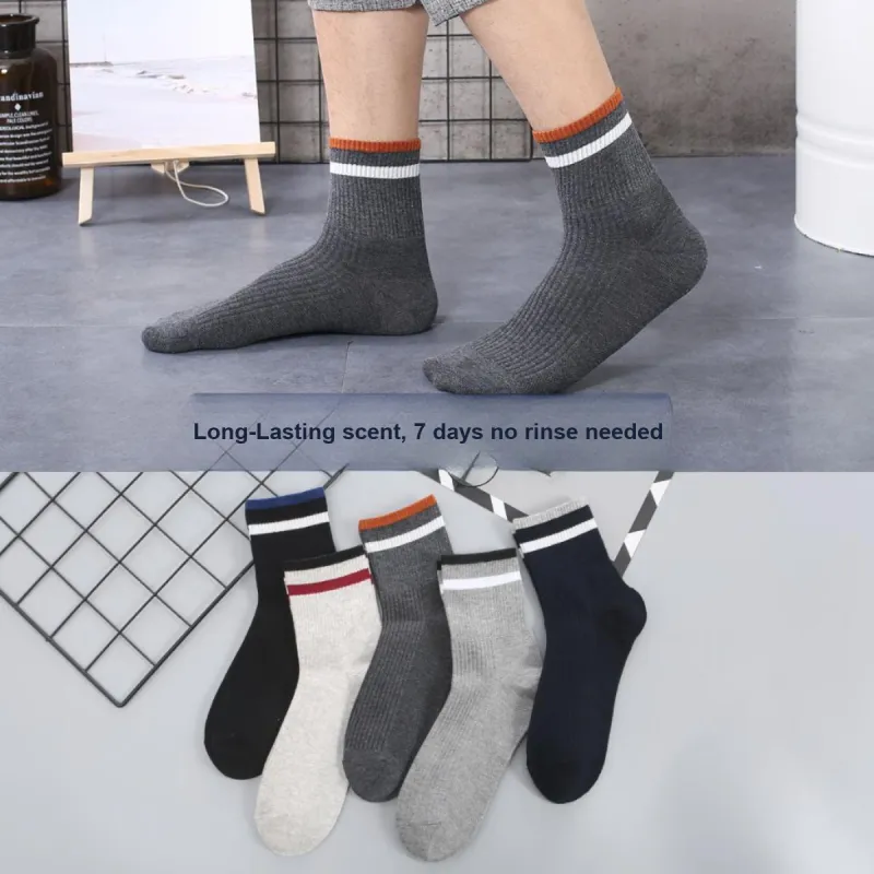 H YXIANG Mid Calf Socks Men's 5 Pack Multicolor-5