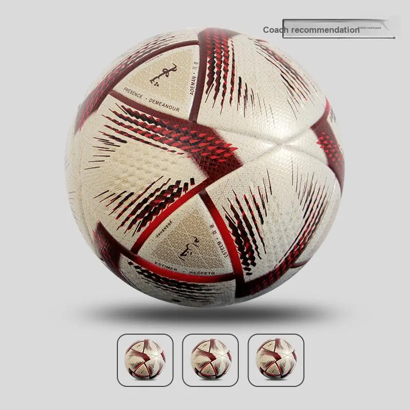THREEHUAN Size 5 Soccer PU Seamless Thermal bonding Unisex Qatar Red-2