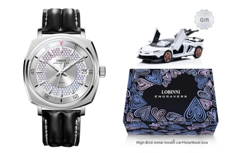 LOBINNI L Automatic Mechanical Movement Genuine Leather Strap Watch Men's Watches Black Dial-9