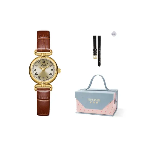 JIFEISHI Кварцевый механизм ремень из натуральной кожи женские часы золотой циферблат