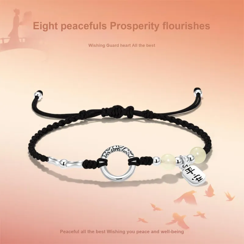 ERROR Alloy Bracelets Unisex Red String/Cherry Blossom Pink/Black Cord-11