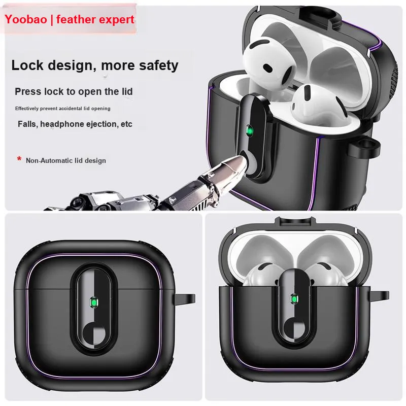 Yoobao Compatibility AirPods4/AirPods Pro2 TPU Impact Resistant Lock, Magnetic Headphone Cases-5